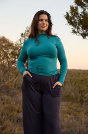 Turtleneck Long Sleeve Top - Peacock