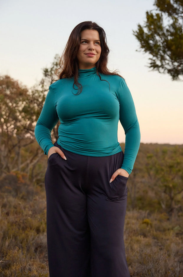 Turtleneck Long Sleeve Top - Peacock