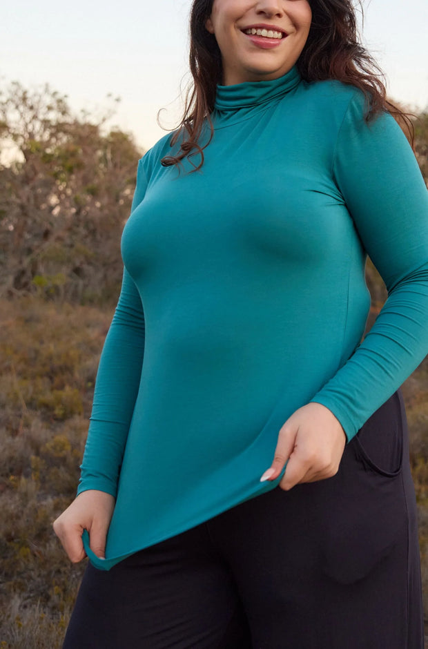 Turtleneck Long Sleeve Top - Peacock