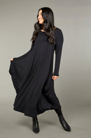 Long Sleeve Tri Dress - Black