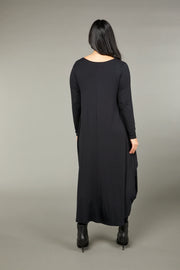 Long Sleeve Tri Dress - Black