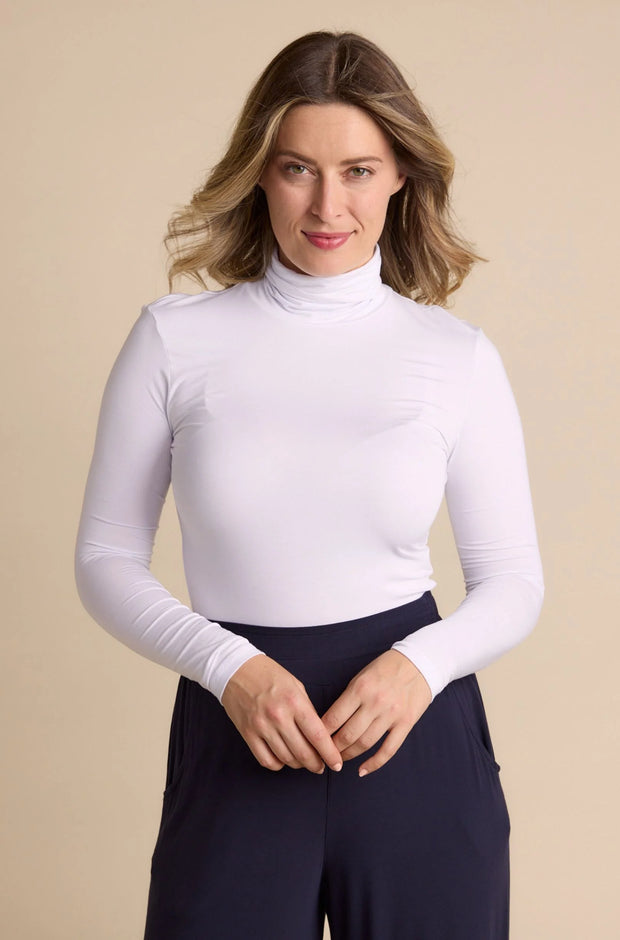 Turtleneck Long Sleeve Top - White