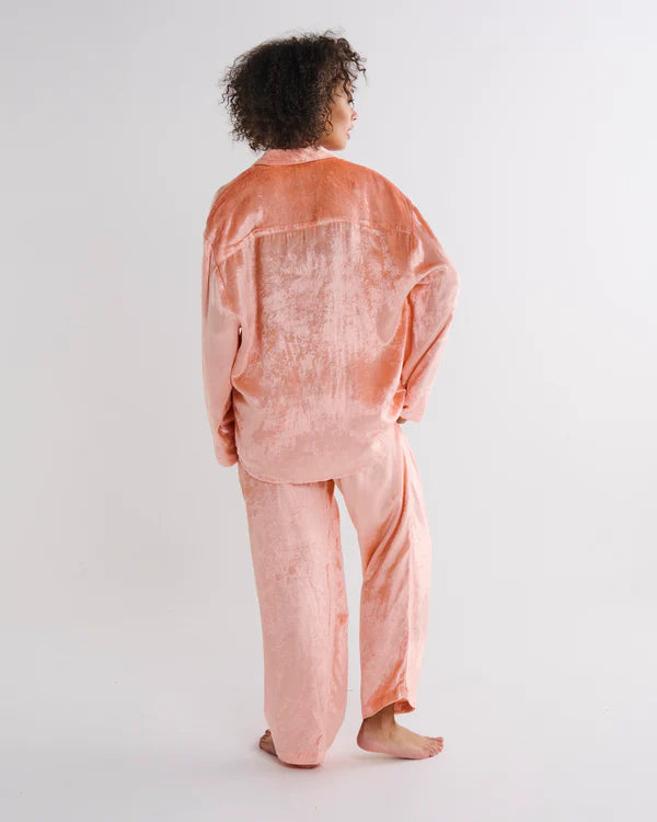 Fairy Floss Crush Velvet Long Sleeve Shirt & Pyjama Set