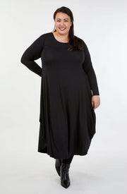 Long Sleeve Tri Dress - Black