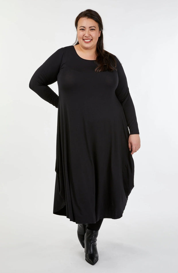 Long Sleeve Tri Dress - Black