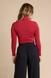 Turtleneck Long Sleeve Top - Red Berry