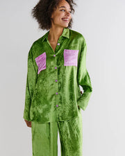 Pistachio Velvet Long Sleeve Shirt & Pyjama Set