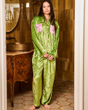 Pistachio Velvet Long Sleeve Shirt & Pyjama Set