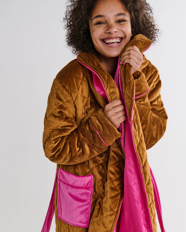 Pecan Delight Quilted Velvet Robe