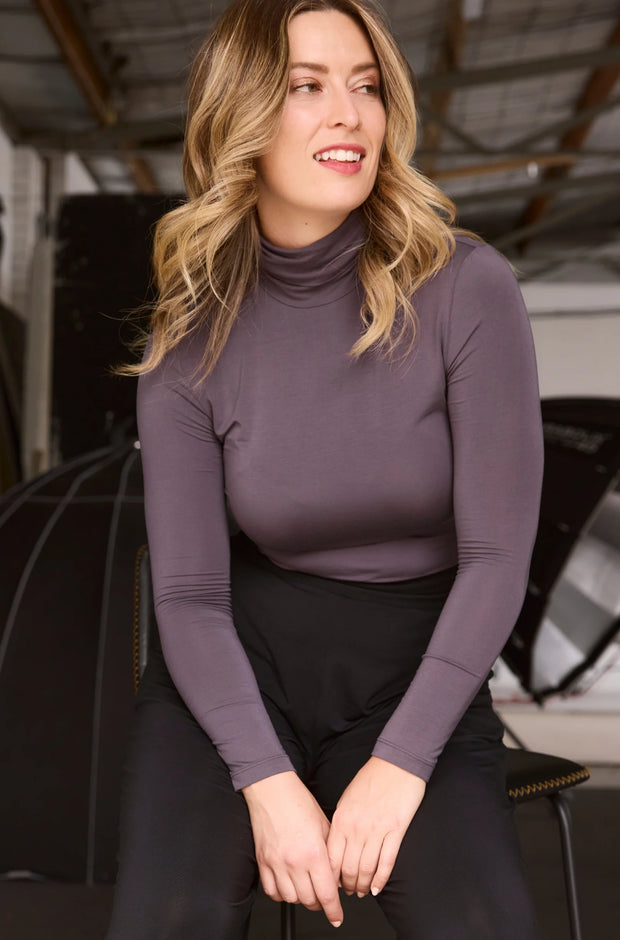 Turtleneck Long Sleeve Top - Grape