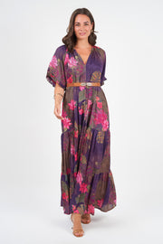 Amisha short sleeve Maxi Dress, Water Lily