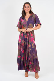 Amisha short sleeve Maxi Dress, Water Lily