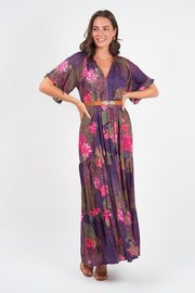 Amisha short sleeve Maxi Dress, Water Lily