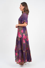 Amisha short sleeve Maxi Dress, Water Lily