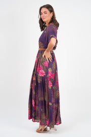 Amisha short sleeve Maxi Dress, Water Lily