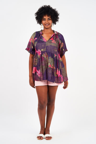 Matilda Top, water Lily print