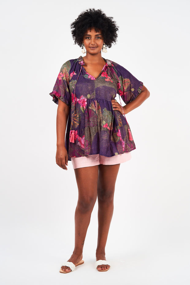 Matilda Top, water Lily print