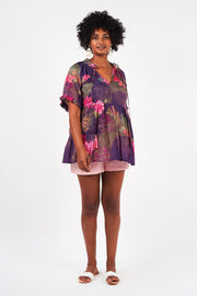 Matilda Top, water Lily print