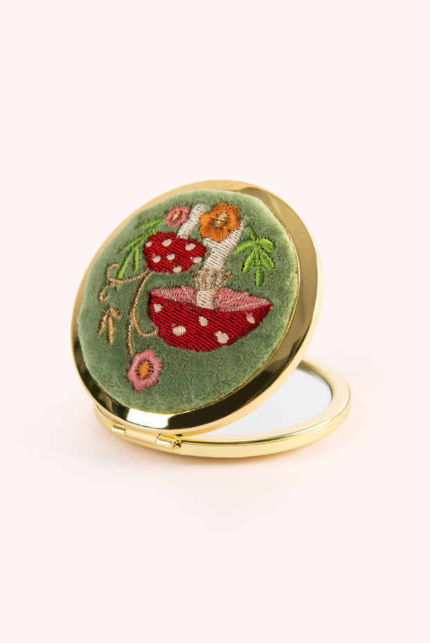 Embroidered Mirror - Toadstools