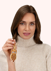 Beaded Keyring - Golden Owl