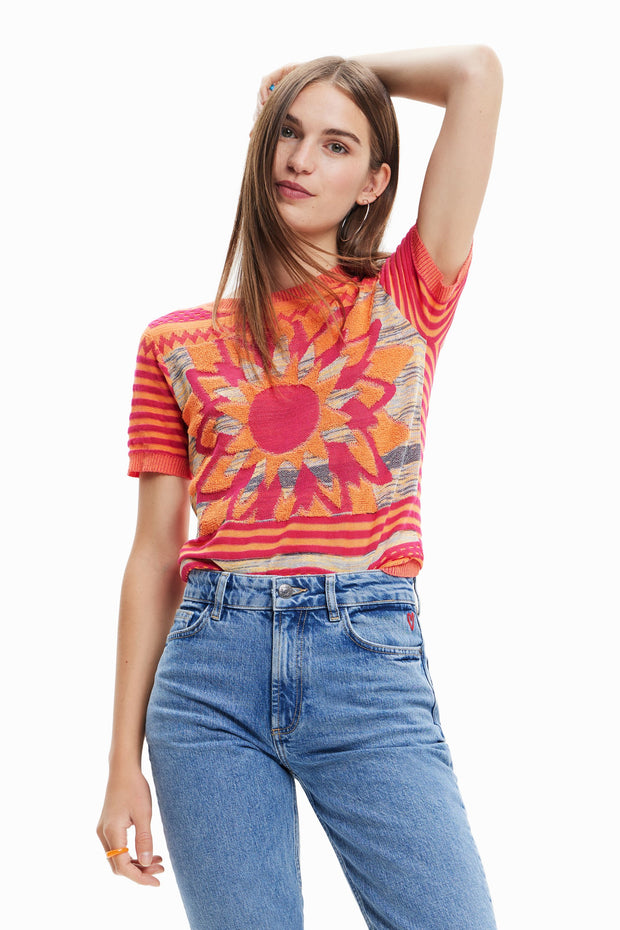 Sun Design Knit T- Shirt