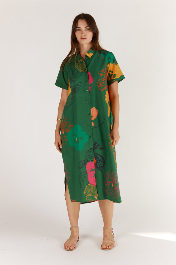 Florent Shirt Dress - Green