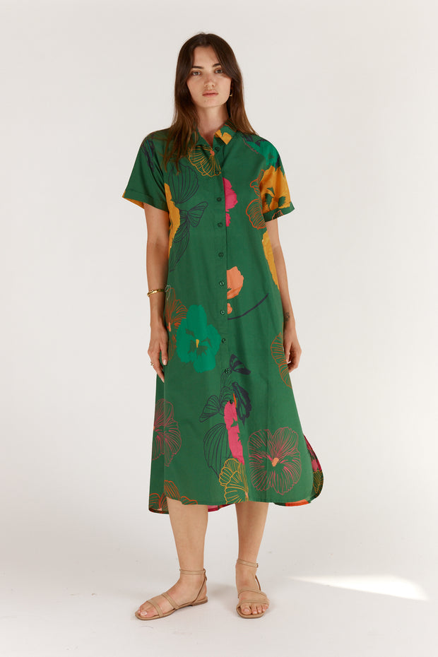 Florent Shirt Dress - Green