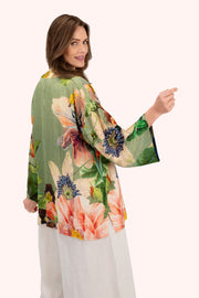 Mid-length Kimono - Botanical Bouque Sage
