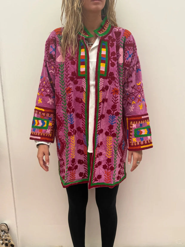 Embroidered Short Coat – Pink