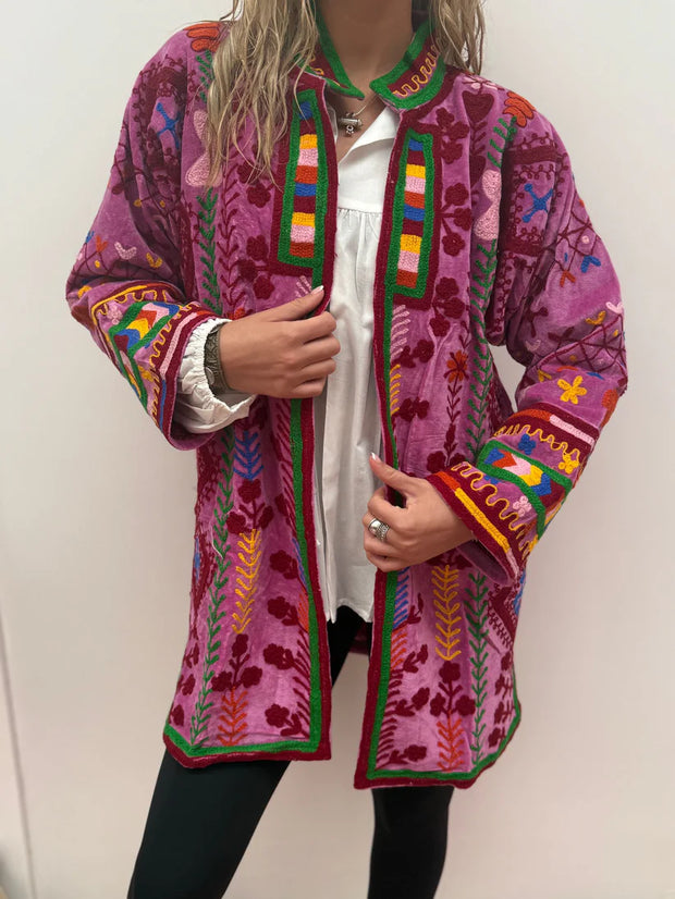 Embroidered Short Coat – Pink