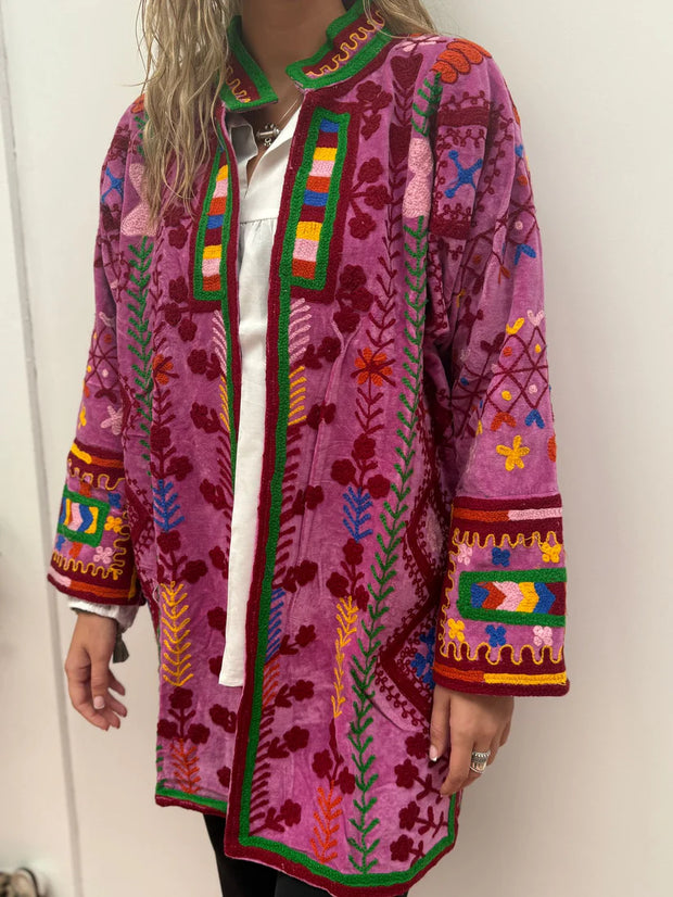 Embroidered Short Coat – Pink