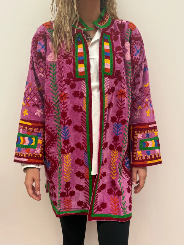 Embroidered Short Coat – Pink
