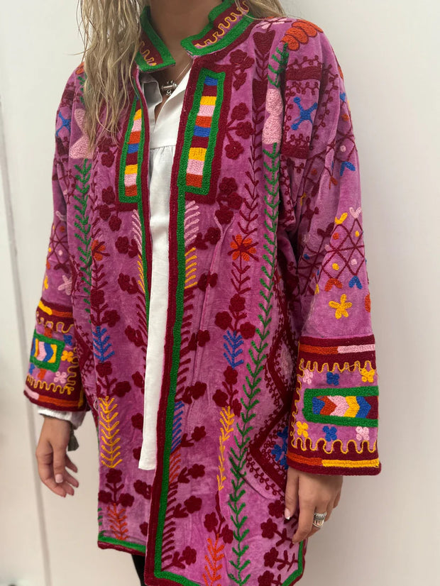 Embroidered Short Coat – Pink