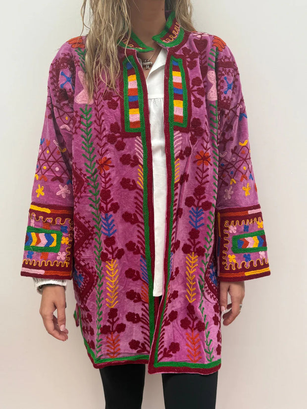 Embroidered Short Coat – Pink