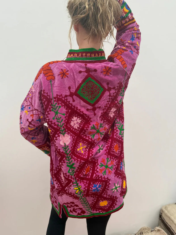 Embroidered Short Coat – Pink