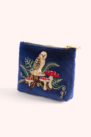 Velvet Embroidered Mini Pouch - Woodland Owl