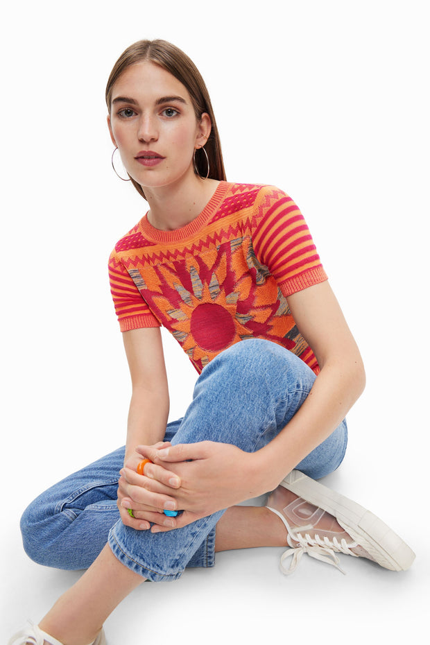 Sun Design Knit T- Shirt