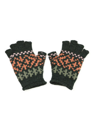 Alice Fairisle Pattern Fingerless Gloves, Seaweed