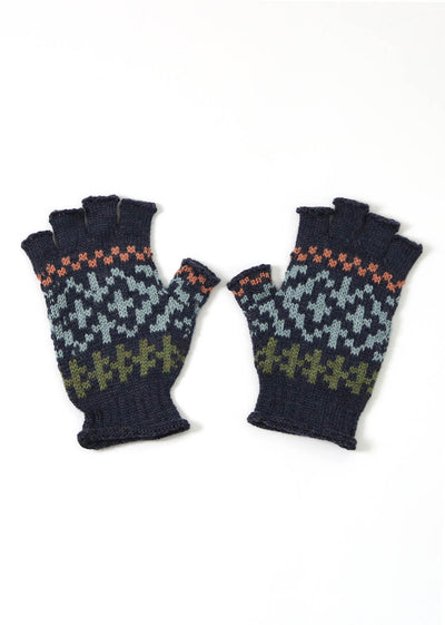 Alice Fairisle Pattern Fingerless Gloves,Storm