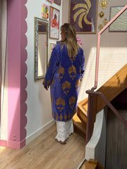 Long Velvet Embroidered Coat – Purple- Gold