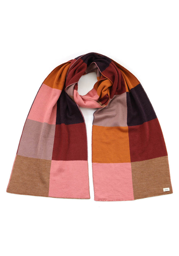Frankie Patchwork Scarf in Merino Wool – Plum