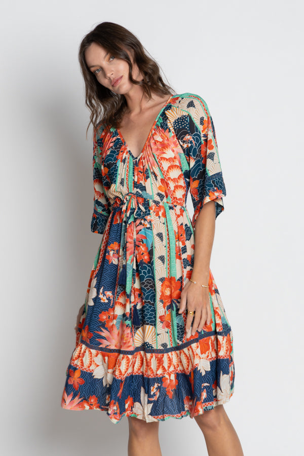 Wazuka Tie Dress - Navy