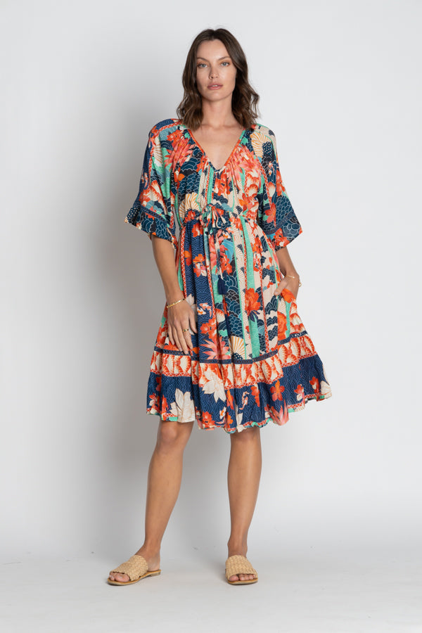 Wazuka Tie Dress - Navy