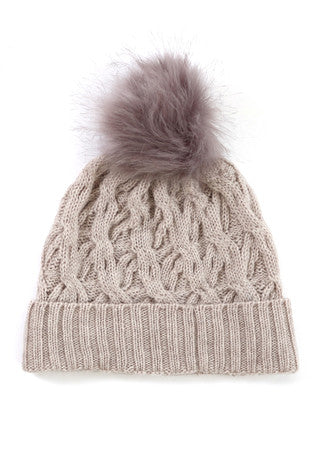 Mable Aran Cable Beanie, Mushroom