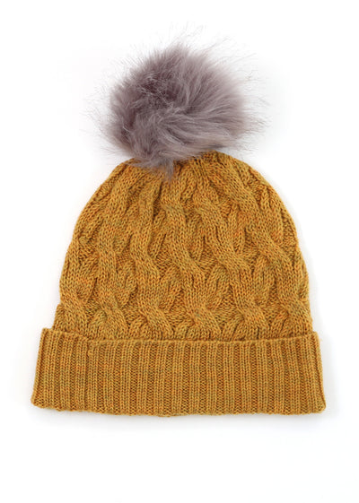Mable Aran Cable Beanie, Pickle
