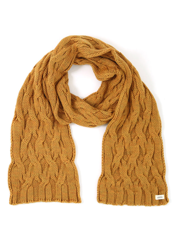 Mable Aran Cable Scarf, Pickle