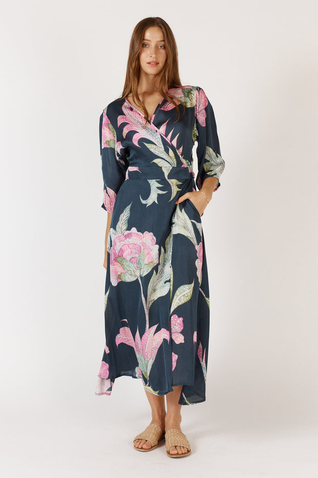 Ubud Wrap Dress - Navy