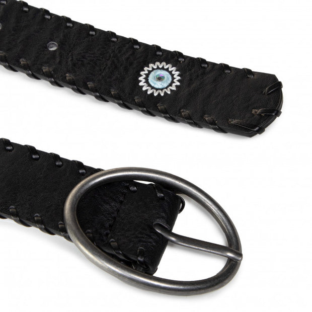 Boho  Embroidered Belt- Black