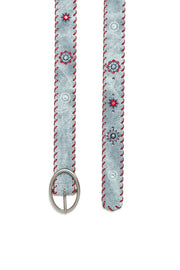 Boho  Embroidered Belt- Denim