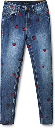 Red Heart Embroidery Jeans